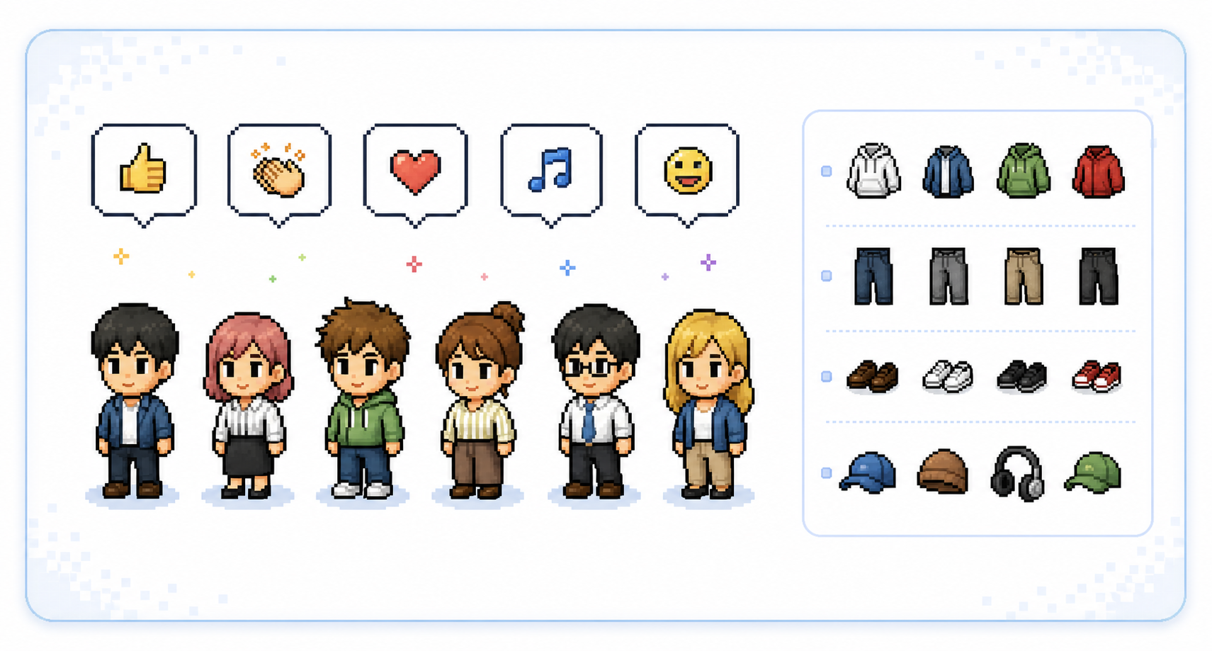 アバターのリアクションと服装変更のイメージ